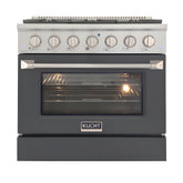 Kucht 36" Pro-Style Natural Gas Dual Fuel Range with 4 Burners in Gray - KDF362-GR