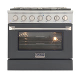 Kucht 36" Pro-Style Propane Gas Dual Fuel Range with 4 Burners in Black - KDF362/LP-K