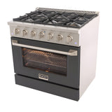 Kucht 36" Pro-Style Propane Gas Dual Fuel Range with 4 Burners in Black - KDF362/LP-K