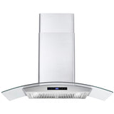 Cosmo Cosmo 4 Piece Kitchen Appliance Packages with 36" Freestanding Gas Range 36" Wall Mount Range Hood 24" Built-in Integrated Dishwasher & French Door