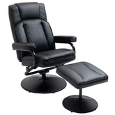 HomCom Swivel Recliner, Manual PU Leather Armchair with Ottoman Footrest for Living Room, - B09PV297DL-1
