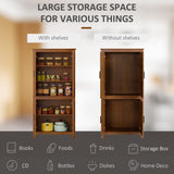 HOMCOM 64" Kitchen Pantry Cabinet, Freestanding Storage Cabinet with 4 Doors and 3 Adjustable Shelves for Dining Room, Oak - B0CGR31CKN