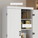 HOMCOM 70" Kitchen Pantry Cabinet, Freestanding Storage Cabinet with 4 Doors and 2 Adjustable Shelves for Dining Room, White - B09YXPKT9T