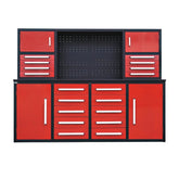 Chery Industrial 7' Garage Storage Cabinet with Workbench 18 Drawers & 4 Cabinets & Pegboard