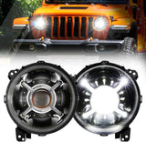 Auxbeam (2pcs/set) 9'' Round 100W LED light with Hi-Lo Beam & DRL for 2018-2022 Jeep Wrangler JL, 2019-2022 Gladiator JT - QP005944