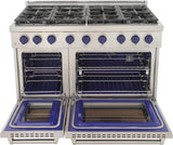 Kucht Professional 48" 6.7 cu. ft. Propane Gas Range in Stainless Steel with Blue Accents - KFX480/LP-B