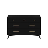 Alpine Flynn Mid Century Modern 7 Drawer Dresser, Black - 966BLK-03