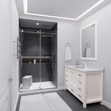 Anzzi Leon Series 48 in. by 76 in. Frameless Sliding Shower Door with Handle SD-AZ8077-01 - SD-AZ8077-01BG