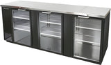Blue Air | 90" Wide 3 Door Black Viny Stainless Steal Back Bar - BBB90-4BG-HC