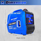 BILT HARD Generator 2500 Watt, Quiet Inverter Portable Generator 80cc 4 Stroke Engine, 120V AC Duplex Receptacle and 12V DC Output, Outdoor Generators for Home Backup Use and RV Ready - TGA-0251