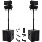 Proreck PA Speaker System 6000W Combo 4 Line Array Speakers and 15" Subwoofer with Bluetooth and Remote New - CLUB-6000