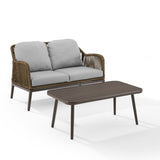 Crosley Haven 48 Inch 2pc Outdoor Wicker Conversation Set Light Grey- CO7360LB-LG