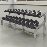 TROY 5-100lb Rubber Encased 12-Sided Dumbbell Set with Saddle Racks - COMMPAC-TSDR100