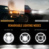 Auxbeam (2pcs/set) 9 inch RGB Headlights Replacement Bluetooth control for Jeep Wrangler JL JLU Sport Rubicon Sahara Gladiator JT 2019 2020 w/ DRL - QP007346
