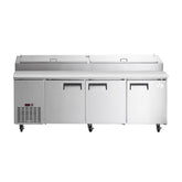 Chef AAA Commercial 91" Pizza Prep Table Refrigerator 12 Pans 3 Door Stainless Steel 24.2 cu.ft. - APPT-91-HC