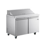 Chef AAA Commercial 46" Sandwich Prep Table Refrigerator 12 Pans 2 Door Stainless Steel 9.5 cu.ft. - SS-PT-46-HC