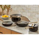 Caraway Non-Toxic and Non-Stick Cookware Set in Black with Gold Handles