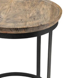 Crestview Collection Bengal Manor 22" x 22" x 24" Occasional Mango Wood And Metal Round End Table In Natural Wood and Black Finish - CVFNR465