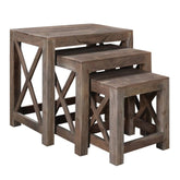 Crestview Collection Bengal Manor 25" x 16" x 24" Rustic Acacia Wood Set of Nested Tables In Natural Wood Finish - CVFNR516
