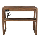 Crestview Collection Bengal Manor 40" x 20" x 31" Rustic Acacia Wood Writing Desk with USB Power In Natural Wood Finish - CVFNR727
