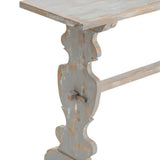 Crestview Collection Bengal Manor 55" x 14" x 30" Rustic Mango Wood Carved Leg Console Table In Heavily Distressed Gray Finish - CVFNR652