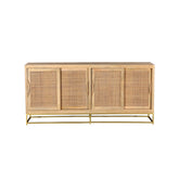 Crestview Collection Bengal Manor 68" x 14" x 32" 4-Sliding-Door Coastal Natural Cane Light Mango Wood Sideboard - CVFNR706