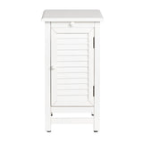 Crestview Collection Cape May 13" x 19" x 24" Traditional Wood Shutter Door and 1-Pull Shelf Chairside Table In Cottage White Finish - CVFZR1738