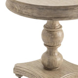 Crestview Collection Hawthorne Estate 30" x 30" x 30" Traditional Wood Round Turned Post Accent Table In Light Gray Finish - CVFVR8011