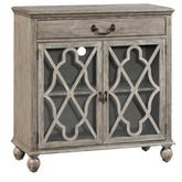 Crestview Collection Hawthorne Estate 36" x 18" x 39" 1-Drawer 2-Door Traditional Wood And Glass Fretwork Sideboard In Ash Finish - CVFVR8016