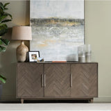 Crestview Collection Hawthorne Estate 70" x 18" x 36" 3-Door Traditional Wood Chevron Pattern Sideboard In Charcoal Gray Finish - CVFVR8132