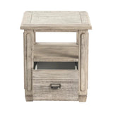 Crestview Collection Pembroke 21" x 23" x 24" 1-Drawer Occasional Plantation Recycled Pine Rectangle End Table In White Wash Finish - CVFVR8038