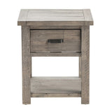 Crestview Collection Pembroke 21" x 23" x 24" 1-Drawer Rustic Plantation Recycled Pine Rectangle End Table In Distressed Gray Finish - CVFVR8026