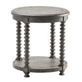 Crestview Collection Pembroke 23" x 23" x 24" Occasional Plantation Recycled Pine Turned Leg Round End Table In Distressed Gray Finish - CVFVR8034