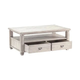 Crestview Collection Pembroke 50" x 30" x 20" Occasional Wood 2-Push-Through Drawer Rectangle Plantation Recycled Pine Cocktail Table - CVFVR8037