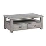 Crestview Collection Pembroke 50" x 30" x 20" Occasional Wood 2-Push-Through Drawer Rectangle Plantation Recycled Pine Cocktail Table - CVFVR8037