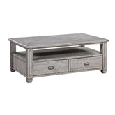 Crestview Collection Pembroke 50" x 30" x 20" Occasional Wood 2-Push-Through Drawer Rectangle Plantation Recycled Pine Cocktail Table - CVFVR8037