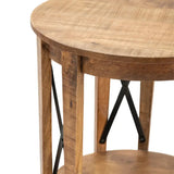 Crestview Collection Sutton Creek 23" x 23" x 25" Occasional Metal And Wood End Table In Natural Wood and Black Finish - CVFNR870