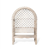 Park Hill Collections Garden Floral Iron Garden Trellis with Bench Storage Display Prop - EDX20205