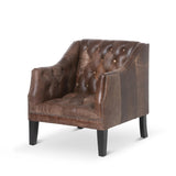 Park Hill Collection Brent Tufted Leather Club Chair in Vintage Umber - EFS36166