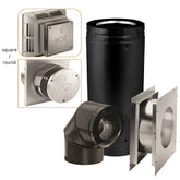 Duravent External Wall Venting Package "up and out" configuration with horizontal termination cap