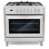 Cosmo Commercial-Style 36" Single Oven Dual Fuel Range with 8 Function 3.8 cu. ft. Convection Oven in Stainless Steel - COS-F965