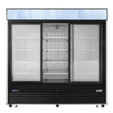 Frigos88" Black Exterior Sliding Glass Door Refrigerator Merchandiser 64.4 Cu. Ft. - FGA-MGDR-3SD-88