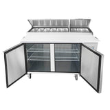 Frigos FGA-PZPT-2D-67 67" Two Solid Door Refrigerated Pizza Prep Table (9) 1/3 size pans - FGA-PZPT-2D-67