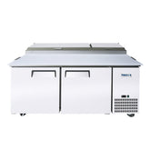 Frigos FGA-PZPT-2D-67 67" Two Solid Door Refrigerated Pizza Prep Table (9) 1/3 size pans - FGA-PZPT-2D-67