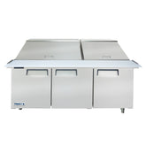 Frigos FGA-SPT-30P-73-MT 73" Three Door Mega Top Refrigerator Sandwich Prep Table (30) 1/6 size pans - FGA-SPT-30P-73-MT