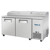 Frigos Pizza Prep Table Refrigerator 67" Width 2 Door Frigos FG-PZPT-67 with Aluminum Interior with 304 Stainless Steel Floor - FG-PZPT-67