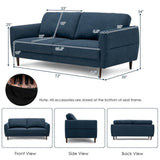 Costway Loveseat Sofa 72" Modern Upholstered Fabric Couch with Solid Wood Frame New - Navy HV10186WL-12NY