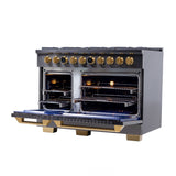 Kucht 48" 8 Burner Double Oven Propane Gas Dual Fuel Range in Titanium Stainless Steel with Digital Thermostat - KXD48/LP