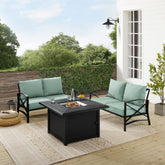 Crosley Kaplan 91 Inch 3pc Outdoor Metal Conversation Set W/Fire Table -KO60038BZ