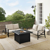 Crosley Kaplan 91 Inch 3pc Outdoor Metal Conversation Set W/Fire Table -KO60038BZ
